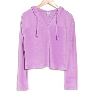 NEW Nordstrom 2022‎ Sol Terry Hoodie Purple Spectre Size Medium V-Neck Fleece M